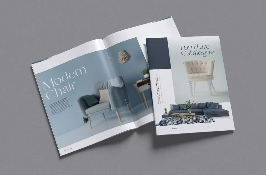 Furniture catalogue design with clean branding style